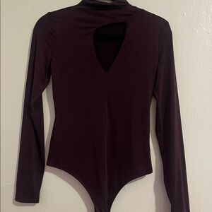 Express Deep Plum Keyhole Turtleneck Top